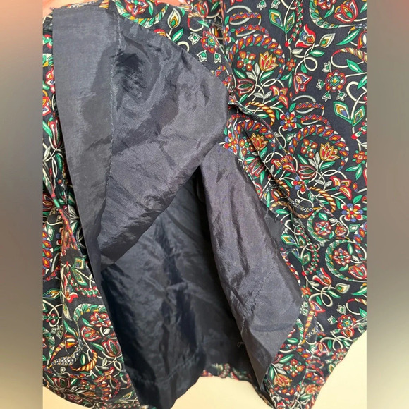 Vintage Talbots Shirt Dress 100% Silk Navy Green Floral Pattern Women’s Size 14 - Picture 10 of 10